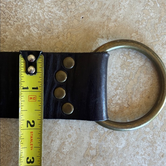 GAP Leather Belt, Dark Brown, big brass ring & hardware, leather keeper. S - Picture 13 of 17